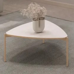 Mesa de Centro Orgânica Para Sala Pé Metal Zira D04 Off White - Mpozen