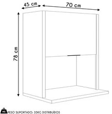 Armário Aéreo Micro-ondas 70cm 1 Porta Da Vinci L06 Nature/Off White -