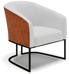 Poltrona Decorativa Industrial Preta Stella Nozes/Linho Cinza D03 - D'Rossi