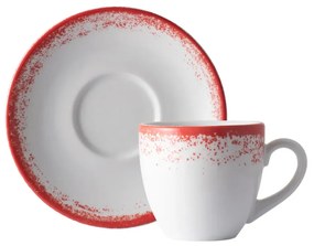 Xicara Chá Com Pires 230Ml Porcelana Schmidt - Dec. Nevoa Vermelho 2429