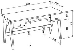 Mesa para Computador Escrivaninha 3 Gavetas Trend 26106 Hanover/Off Wh