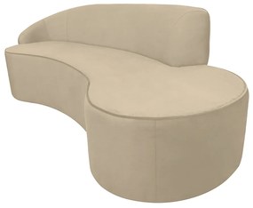 Sofá Decorativo 3 Lugares 210cm Abby Encosto Esquerdo Curvo Veludo Creme G15 - Gran Belo