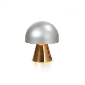 Abajur Mushroom Ø14X15Cm Metal Alumínio 03Xg9 - Old Artisan Abj-5830 (BRANCO / DOURADO BRILHO)