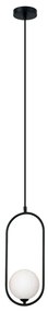 Pendente Metal Vidro Preto 17X40,5Cm - PRETO / BRANCO