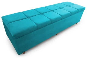 Calçadeira Baú Casal King 195cm Veneza Suede Turqueza - Sheep Estofados - Azul