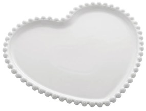 Conjunto 2 Pratos Porcelana Coração Beads Branco 20Cm - Wolff
