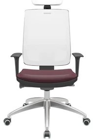 Cadeira Office Brizza Tela Branca Com Encosto Assento Facto Dunas Bordô Autocompensador 126cm - 63265 Sun House