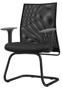 Cadeira Liss com Braco Fixo Assento Courino Base Fixa Preta - 54670 Sun House