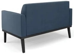 Sofá Namoradeira e 1 Poltrona Base Madeira Preto Maressa Suede Azul Ma