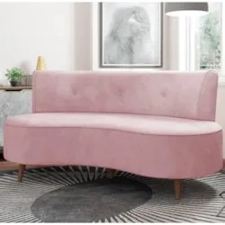 Sofá 2 Lugares para Sala Living 135cm Pés Palito Korah Z08 Veludo Rosê