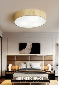 Plafon Luminária de teto decorativa para casa, Md-3076 nórdicas em tecido e madeira 3 lâmpadas com difusor em poliestireno - Palha