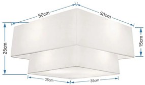 Plafon Duplo Quadrado Md-3022 Cúpula em Tecido 25/50x35cm Branco - Bivolt