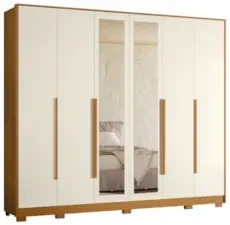 Guarda Roupa Casal 270cm com Espelho Fascine A02 Off/Cinamomo - Mpozen