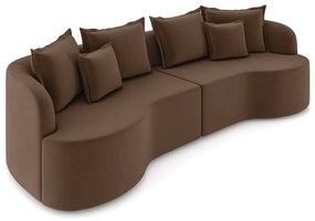 Sofá 4 Lugares Orgânico Living 250cm Mersa Veludo Marrom K01 - D'Rossi