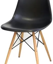 Cadeira Eiffel Charles Eames Preta F01 com Base de Madeira DSW - Mpoze