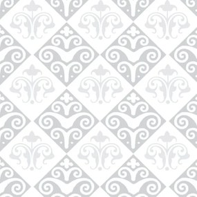 Papel de parede adesivo arabesco cinza e branco