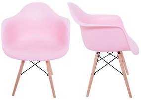 Kit 02 Cadeiras Melbourne Eiffel Charles Eames Base Madeira - Rosa - D'Rossi