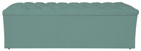 Calçadeira Estofada Liverpool 140 cm Casal Linho Azul Turquesa - ADJ Decor