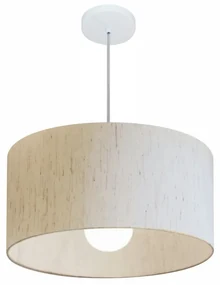 Pendente Cilíndrico Linho Bege MJ-4206 Para Mesa de Jantar e Estar