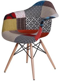 Cadeira Eames com Braco Base Madeira Patchwork - 44819 Sun House