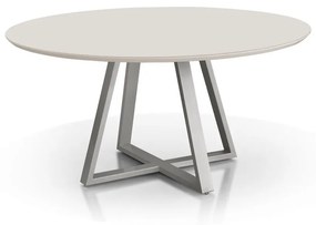 Mesa de Jantar Arezzo Redonda Tampo com Vidro Base Aço Carbono Pintura Eletrostática Design Moderno