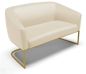 Sofá 2 Lugares Namoradeira Industrial Dourado Stella Sintético D03 - D'Rossi - Bege