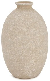 Vaso em Cerâmica Oval Sutil Granulado Areia - 34x21cm