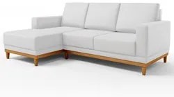 Sofá 200cm 3 Lugares Com Chaise Direito Kayrós D05 Couríssimo Branco -