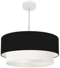 Lustre Pendente Duplo Cilíndrico Vivare Md-4356 Cúpula Tecido 55x50cm - Bivolt