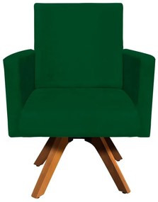 Poltrona Giratória Nina Suede Verde Base Madeira MM30 D'Rossi