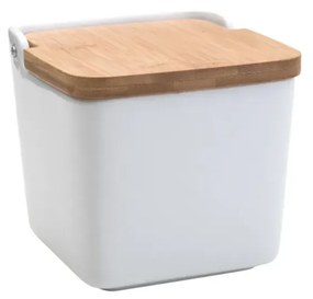 Saleiro De Mesa De Cerâmica Com Tampa De Bambu Bianco - Lyor