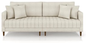 Sofá Living Decorativo Hamburgo Bipartido 2 Lugares 216cm com Almofadas Pés em Madeira Bouclê Off White G33 - Gran Belo