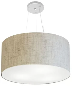 Lustre Pendente Cilíndrico Md-4192 Cúpula em Tecido 55x30cm Rustico Bege - Bivolt