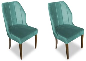 Kit 2 Cadeiras De Jantar Safira Suede Azul Tiffany