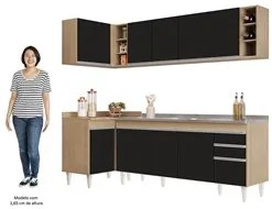 Armário de Cozinha Modulado de Canto Direito 5 Peças CP45 com Pia Inox