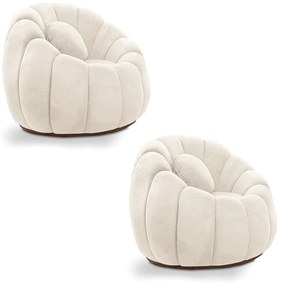 Kit 02 Poltronas Decorativa Orgânica para Sala Cloud Bouclê E03 - D'Rossi - Bege