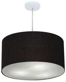 Lustre Pendente Cilíndrico Md-4215 Cúpula em Tecido 55x30cm Preto - Bivolt