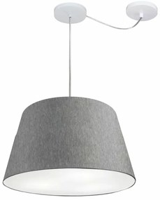 Lustre Pendente Cone Com Desvio Md-4279 Cúpula 21/30x40cm Rustico Cinza - Bivolt