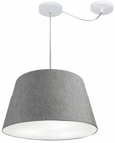 Lustre Pendente Cone Com Desvio Md-4279 Cúpula 21/30x40cm Rustico Cinza - Bivolt