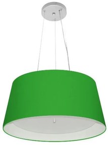 Lustre Pendente Cone Vivare Md-4144 Cúpula em Tecido 25x50x40cm - Bivolt - Verde-Folha-Branco - 110V/220V