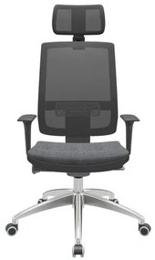 Cadeira Office Brizza Tela Preta Com Encosto Assento Concept Granito Autocompensador 126cm - 62993 Sun House
