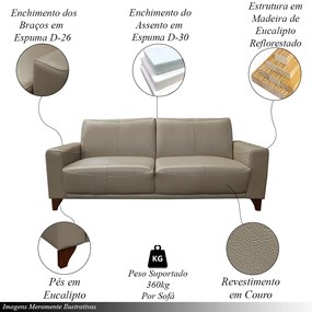 Conjunto de Sofás Decorativos 2 e 3 Lugares Emily Sala de Estar Pés em Eucalipto Couro Avelã G40 - Gran Belo