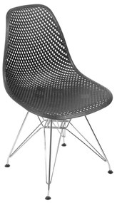 Cadeira Eames Colmeia Base Cromada - Preto