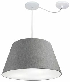 Lustre Pendente Cone Com Desvio Md-4278 Cúpula 30/35x50cm Rustico Cinza - Bivolt