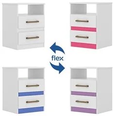 Mesa de Cabeceira Ares Flex M07 Branco/Rosa/Azul/Lilás - Mpozenato