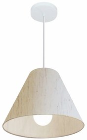 Lustre Pendente Cone Vivare Md-4028 Cúpula em Tecido 25/30x12cm - Bivolt - Linho Bege - 110V/220V