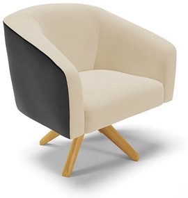Poltrona Decorativa Giratória MA30 Stella Preto/Linho Areia D03 - D'Rossi