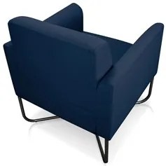 Poltrona Decorativa Base Industrial X Preta Maressa S01 Suede Azul Mar