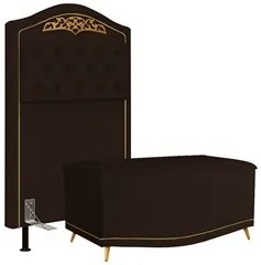 Cabeceira Cama Box Solteiro 90cm Com Calçadeira Baú Imperial J02 Sinté