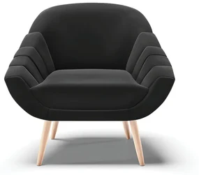 Kit 01 Namoradeira 02 Lugares e 02 Poltronas Giovana Suede Preto Pés Palito Natural - D'Rossi